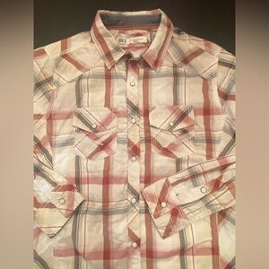 BKE Buckle Mens Plaid Long Sleeve Pearl Snap Up Western Rodeo Shirt Size‎ Small